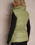 ann gissy Vestă Verde Matlasată cu Cordon din Imitație de Piele Sotochus