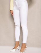 b.s.jeans Blugi Albi din Bumbac Tip Skinny Talie Înaltă Decorați cu Găuri la Genunchi Noviressa