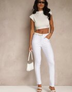 b.s.jeans Pantaloni Albi Tip Skinny cu Bumbac Talie Înaltă Sepallia