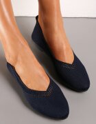  Balerini Bleumarin Plati Împletiți cu Decupaje Decorative Daniya
