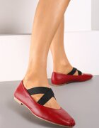  Balerini Bordeaux-Roșii pe talpă plată cu elastic Elianora