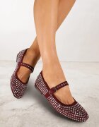  Balerini Bordo cu talpă plată Mary Jane cu Zirconii Jomelia
