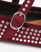  Balerini Bordo cu talpă plată Mary Jane cu Zirconii Jomelia