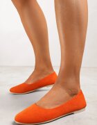  Balerini Clasici Portocalii din eco-piele întoarsă cu vârf rotund Harneli