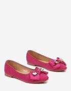  Balerini Eleganti Fucsia cu Fundiță și Cataramă Metalică Kleveni