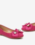  Balerini Eleganti Fucsia cu Fundiță și Cataramă Metalică Kleveni