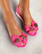  Balerini fucsia Meliski tip slip-on cu aplicații și fundiță Aurbea