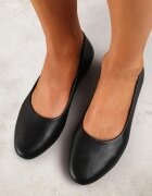  Balerini Negre Plate din imitație de piele Slip-on cu vârf rotund Jemenna