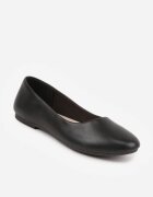  Balerini Negre Plate din imitație de piele Slip-on cu vârf rotund Jemenna