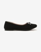  Balerini Negre Slip-on cu Talpă Plată decorate cu Fundă și Strasuri Pimenna