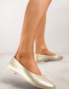 Balerini Plati Aurii din imitație de piele Slip-on cu vârf rotund Jemenna