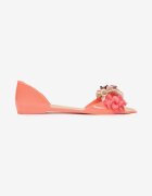  Balerini portocalii Meliski Peep Toe cu aplicație florală Idaliina