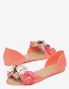  Balerini portocalii Meliski Peep Toe cu aplicație florală Idaliina