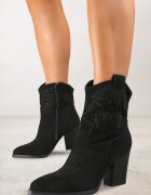 ballada Botine Cowboy Negre Sclipitoare cu toc gros Remirra