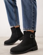 ballada Botine cu carâmb cu textură de piele întoarsă căptușeală termoizolantă și cataramă decorativă Lumenis Negre