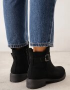 ballada Botine cu carâmb cu textură de piele întoarsă căptușeală termoizolantă și cataramă decorativă Lumenis Negre