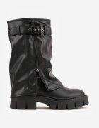 ballada Botine Negre Biker Boots cu Carâmb imitând Cracul pantalonului cu Cataramă Veresta