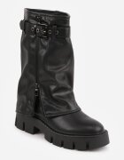ballada Botine Negre Biker Boots cu Carâmb imitând Cracul pantalonului cu Cataramă Veresta