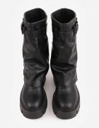 ballada Botine Negre Biker Boots cu Carâmb imitând Cracul pantalonului cu Cataramă Veresta