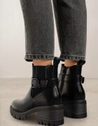 ballada Botine Negre stil Chelsea cu toc jos cu o curea cu cataramă Lathorie
