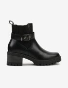 ballada Botine Negre stil Chelsea cu toc jos cu o curea cu cataramă Lathorie