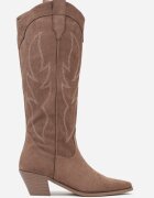 ballada Cizme cowboy bej închis brodate cu toc conic Galianna