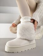 ballada Cizme de zăpadă Bej cu carâmb peste gleznă căptușite cu blană și o fundiță mică Reinedia