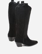 ballada Cizme Negre Brodate Cowboy cu Toc Conic Galianna