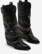 ballada Cizme Negre Cowboy cu toc conic cu carâmb încrețit și întors Escana