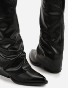 ballada Cizme Negre Cowboy cu toc conic cu carâmb încrețit și întors Escana