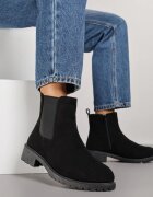 ballada Ghete Chelsea Negre din imitație de piele întoarsă decorate cu element elastic Clasina