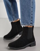 ballada Ghete Chelsea Negre din imitație de piele întoarsă decorate cu element elastic Clasina