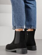 ballada Ghete Chelsea Negre din imitație de piele întoarsă decorate cu element elastic Clasina
