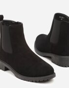 ballada Ghete Chelsea Negre din imitație de piele întoarsă decorate cu element elastic Clasina
