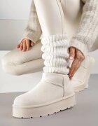 ballada Ghete de zăpadă bej slip-on cu căptușeală de blană cu platformă Eslin