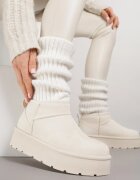 ballada Ghete de zăpadă bej slip-on cu căptușeală de blană cu platformă Eslin