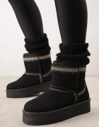 ballada Ghete de zăpadă pe platformă cu motiv brodat Duvee Negre