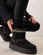 ballada Ghete de zăpadă pe platformă cu motiv brodat Duvee Negre