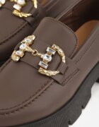 ballada Mocasini Maro cu Platformă Stil Chunky Ornați cu Zirconii și Cataramă Tenis