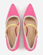 ballada Pantofi cu toc fuchsia cu toc gros cu inserție metalică și baretă Linnelea
