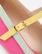 ballada Pantofi cu toc fuchsia cu toc gros cu inserție metalică și baretă Linnelea