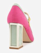 ballada Pantofi cu toc fuchsia cu toc gros cu inserție metalică și baretă Linnelea