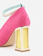 ballada Pantofi Fucsia cu toc gros decorați cu o curea și o aplicație metalică Lannethe