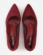 ballada Pantoofi Bordeaux din eco-piele întoarsă cu toc bloc cu garnitură metalică Amolna