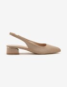 ballada Sandale Bej închis Tip Slingback cu Ornament Metalic Helmio