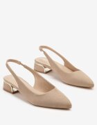 ballada Sandale Bej închis Tip Slingback cu Ornament Metalic Helmio