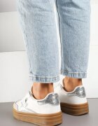 be.sport Adidași Argintii și Albi în stil Tenis decorați cu Model Geometric Tolivanna