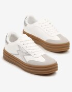 be.sport Adidași Argintii și Albi în stil Tenis decorați cu Model Geometric Tolivanna