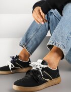 be.sport Adidași negri cu Dungi Geometrice și Legare Dublă Florlevi