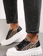  Bej-negru pe platformă în relief cu model geometric Votah